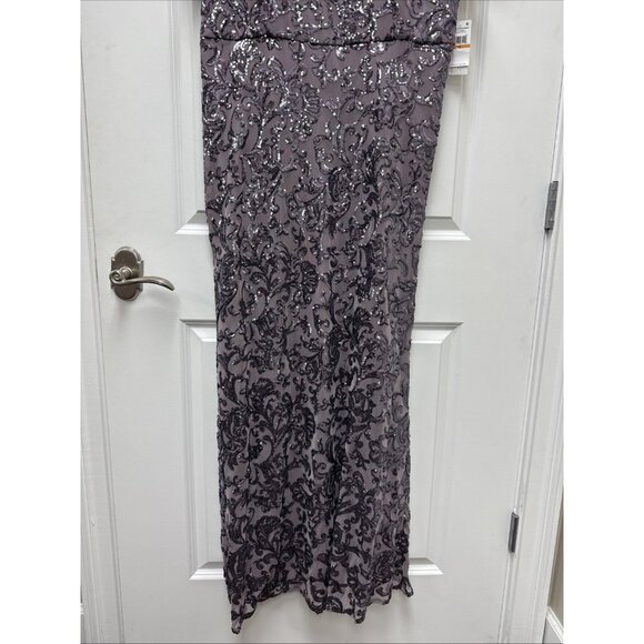 Alex Evenings Plus Size 16W Purple Sequined Short Sleeve Formal Gown Cocktail - Picture 5 of 10
